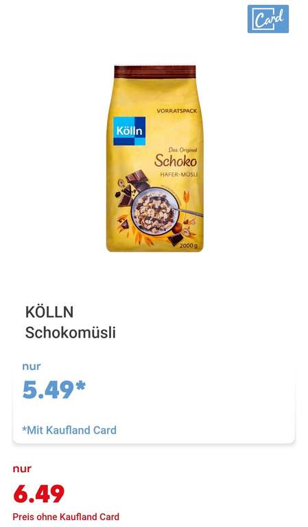 [Kaufland Card] Kölln Schokomüsli 2kg