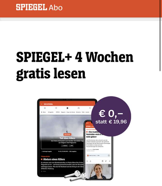 Spiegel+ : 4 Wochen für 0 EUR