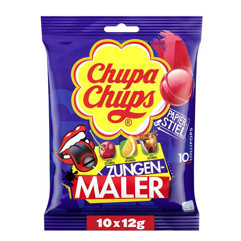 Chupa Chups Zungenmaler, saure, Strawberry Lover oder Fruit Lutscher, Nachfüllbeutel 10 Stück ab 1,29€ (Prime Spar-Abo)