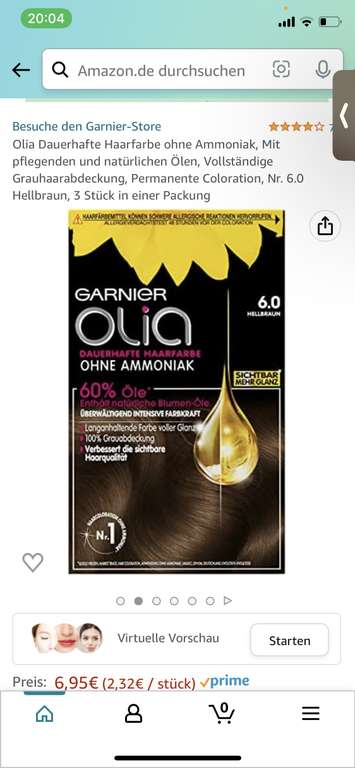 3x Olia Dauerhafte Haarfarbe Hellbraun (Prime)