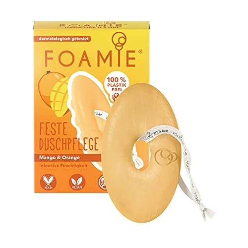 [PRIME] Foamie Festes Duschgel mit Mango & Orange, für trockene Haut mit Massage-Effekt, Vegan, Plastikfrei, Silikonfrei, 80 g