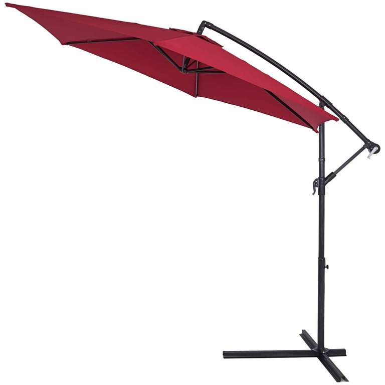 Kingsleeve Alu Ampel-/Sonnenschirm mit Ständer in rot oder anthrazit (300-330cm, Neig-/Schwenkbar, Wasserabweisend, UV-Schutz 40+)