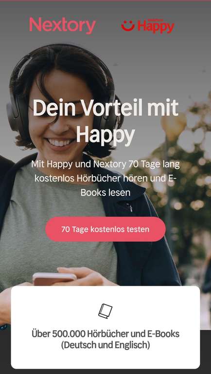 70 Tage Nextory gratis- Hörbücher+ E- Books [Vodafone Happy]