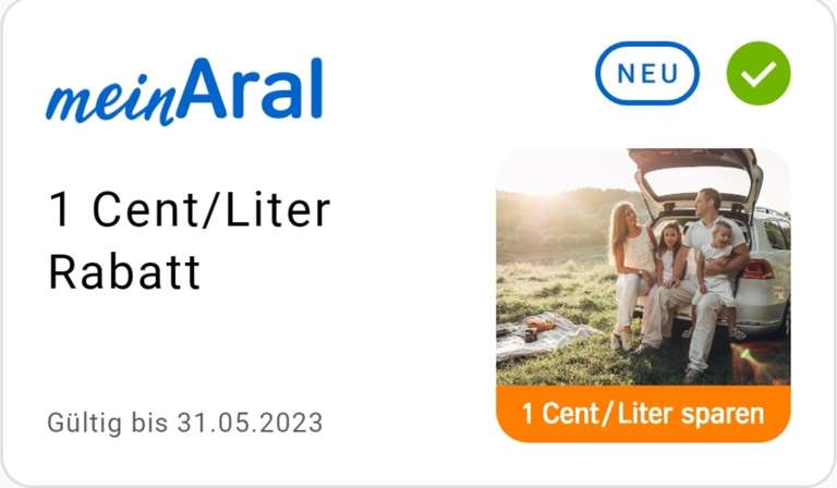 Aral 1 Cent/Liter Rabatt
