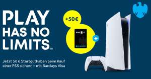 Barclays x Sony - Visa Kreditkarte mit 50€ Startguthaben + kombinierbar mit PS5 Rabatt Bundles
