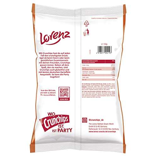Lorenz Snack World Crunchips Hot Paprika, Cheese & Onion oder Salted (10 x 150 g) (Prime Spar-Abo)
