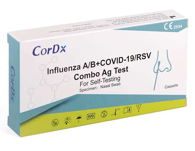 (OnlineDeal24) 20x CorDx 4in1 Kombi-Test Influenza A+B , Covid-19 & RSV