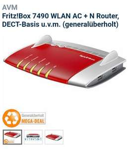 AVM Fritz!Box 7490 WLAN AC + N Router, DECT-Basis u.v.m. (generalüberholt) mini Versandkosten von 1,99€, Pearl