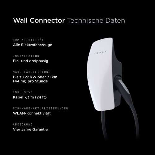 [BESTPREIS] Tesla Wall Connector GEN 3 Wallbox 22kW - 7m Kabel Type 2 - Amazon