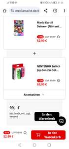 Nintendo Switch Mario Kart 8 deluxe oder Mario Bros. Wonder inkl. 2er-Set Joy Con Controller