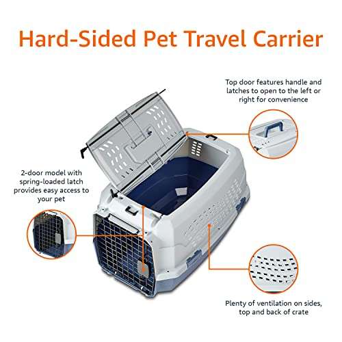 [Prime] Amazon Basics Transportbox für Haustiere, 2 Türen, 1 Dachöffnung, 58 cm