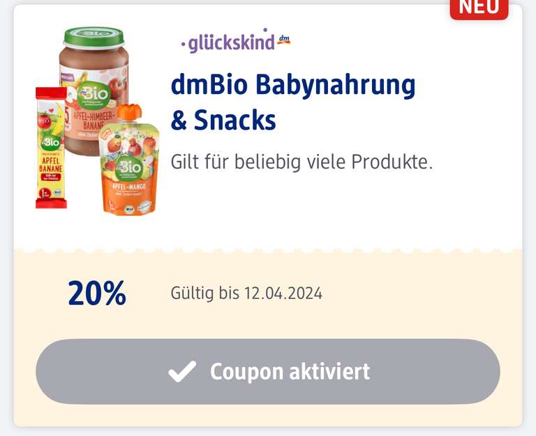 DM 10% auf alles Online bis 24.03.24 kombinierbar mit 20% DMBio Babynahrung personalisiert
