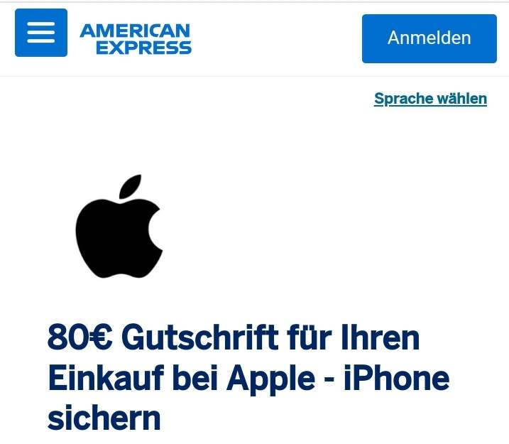 AMEX Offers: Apple bis zu 160€ Gutschrift für Einkauf ab 800€ (Personalisiert)