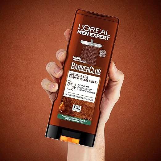 L'Oréal Men Expert XXL Duschgel und Shampoo für Männer, Barber Club, 400 ml (1,81€ möglich) (Prime Spar-Abo)
