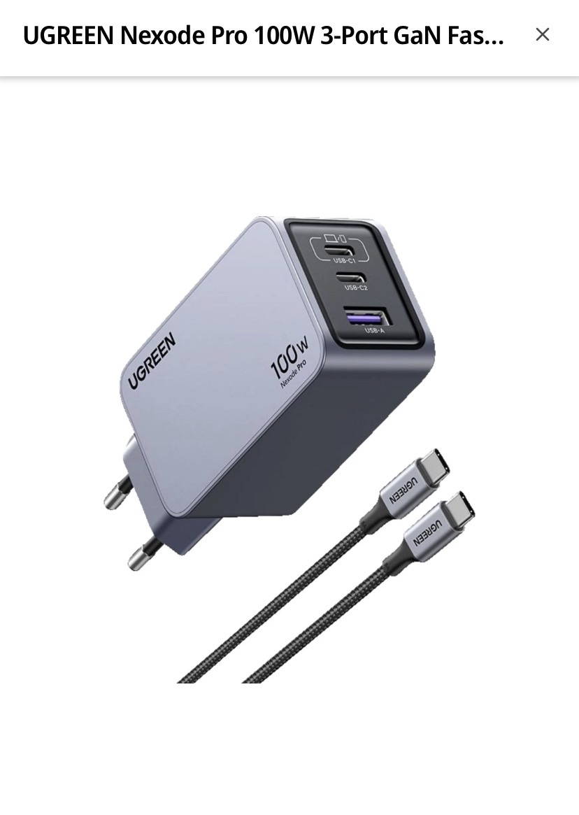 [Bundesweit][MyMediamarkt/Saturn Kunden] UGREEN USB C Ladegerät, Nexode Pro 100W GaN Charger Mini USB C Netzteil 3-Port
