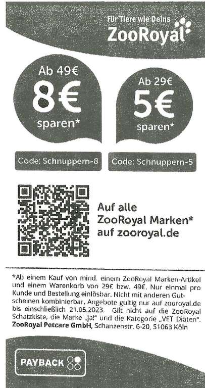 [Zoo Royal Online] 8 € Rabatt ab 49 € / 5 € Rabatt ab 29 € - Es gelten Bedingungen.