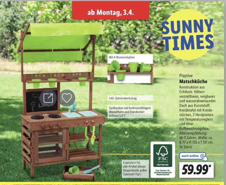 [Lidl] Matschküche Outdoor Playtive Holz online/offline