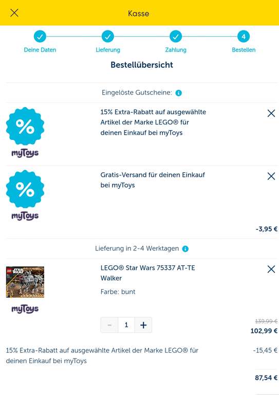 LEGO Star Wars 75337 AT-TE Walker - Mytoys 15% Aktion!!!
