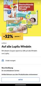 [personalisiert?] Lupilu Windeln -32% mit Coupon in Lidl-App - alle Größen