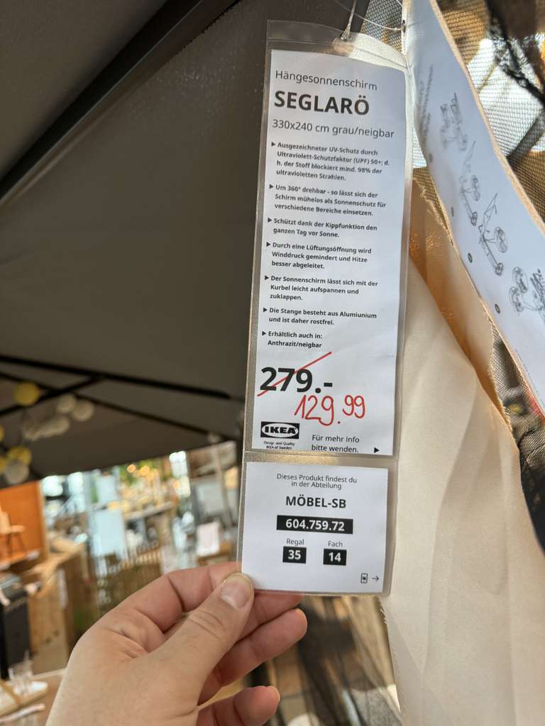 IKEA Tempelhof SEGLARÖ Hängesonnenschirm, anthrazit oder beige