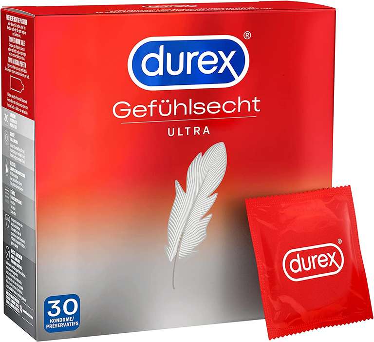 [Prime] Durex Gefühlsecht Ultra Kondome – Sensi-Fit Kondome mit 20 % dünnerem Material an der Spitze – 30er Pack | 0,65 € pro Stück