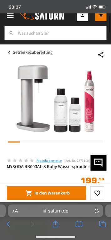 MYSODA Ruby Wassersprudler Set inkl. CO2 Kartusche LOKAL / Saturn Leverkusen