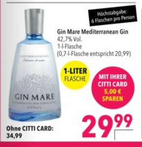 Lokal Citti Markt in Kiel, Lübeck und Flensburg Gin Mare Mediterranean Gin 1L 42,7% Vol. Citti Card nötig