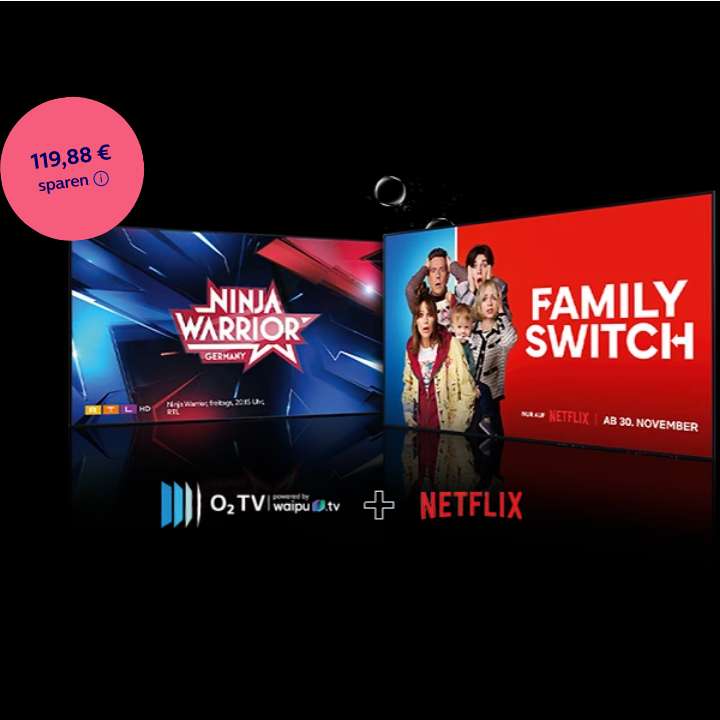 O2 TV XL inkl. Netflix Premium inkl. 2 weitere Accounts für 17,99€/Monat, O2 TV XL effektiv kostenlos