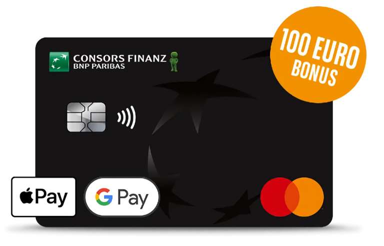 [consors finanz] 100€ Bonus für kostenlose Mastercard | 100% Lastschrift | weltweit gebührenfrei zahlen | Apple Pay & Google Pay