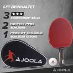 JOOLA Tischtennis Set Duo PRO 2 Tischtennisschläger + 3 Tischtennisbälle + Tischtennishülle, rot/schwarz, 6-teilig