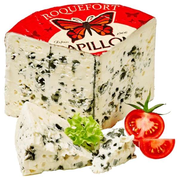 Hit: 100g Roquefort Pappillon AOP , franz.Edelpilzkäse aus Schafsrohmilch mit 52% Fett i. Tr., ab 28.02. In der Käsetheke
