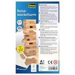Idena 40088 - Reisespiel Wackelturm aus Holz (Jenga), Geschicklichkeitsspiel mit 54 Bausteinen und Aufbewahrungstasche, 4.8x4.8x14.4cm PRIME