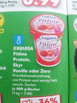 Kaufland: Exquisa Fitline Protein 400g 0,89€ statt 2,19€ (Angebot & 50cent Coupon), Skyr Vanille oder Zero