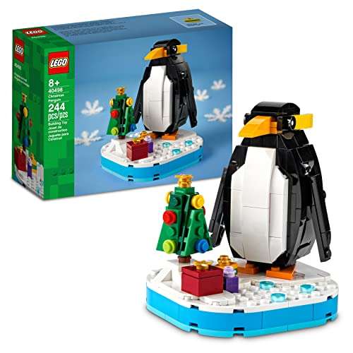 [PRIME] LEGO 40498 Weihnachtspinguin Tierfigur, Weihnachtsspielzeug mit 2 eingepackten Geschenken und Weihnachtsbaum