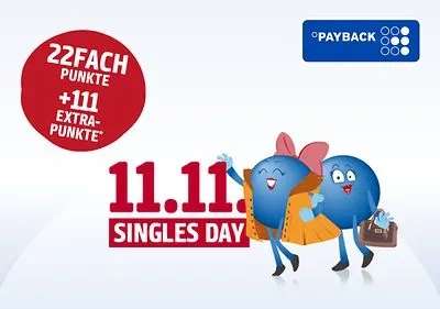 Payback Singles Day: 111 Extra-Punkte ab 11,11€ Einkauf bei jedem Online-Shop + z.B. 22-fach Punkte bei dm