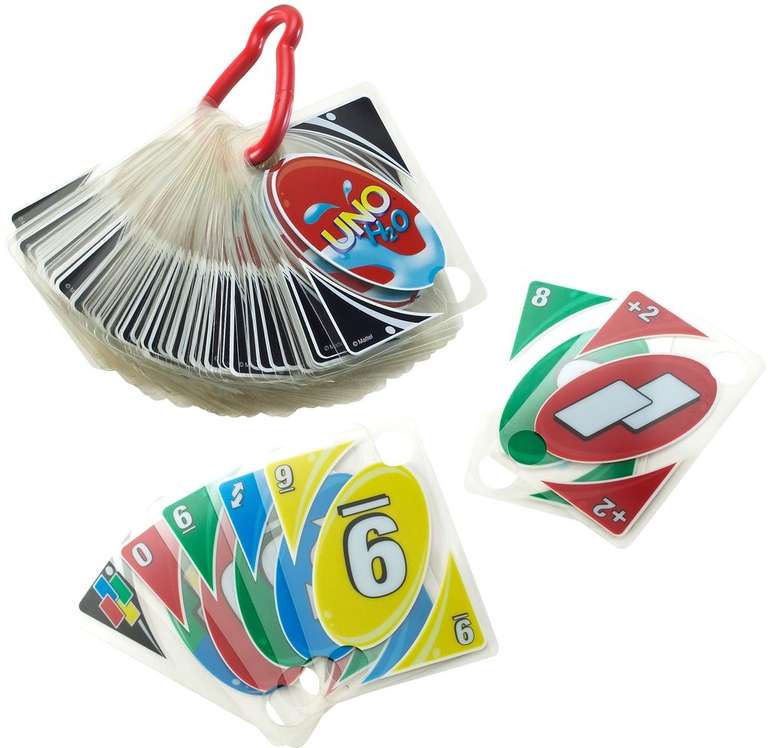 Mattel Games P1703 - UNO H2O, wasserfeste Karten mit Ring, ideal für unterwegs, Spielzeug ab 7 Jahren [Prime]