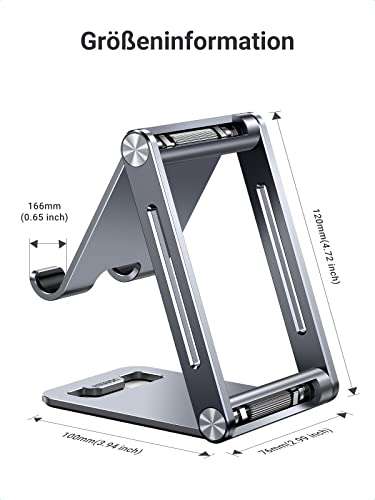 UGREEN Handy Ständer Verstellbar Aluminium Handyständer für Tisch Handyhalterung Handyhalter Schreibtisch kompatibel mit iPhone 14