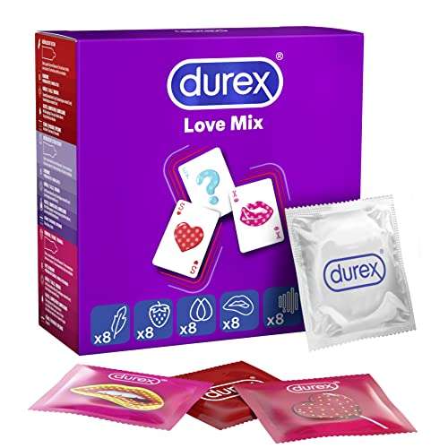 Durex Love Mix Kondome -40 Stück - Abwechslungsreiche Kondom-Großpackung - Probierpaket - JGA - Mixpack , (Prime/Otto flat)
