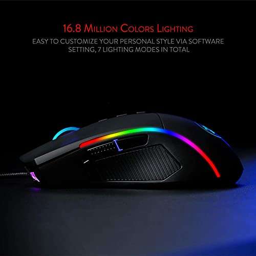 Redragon Gaming-Maus Lonewolf 2, 32000 DPI, RGB-Beleuchtung, Schwarz