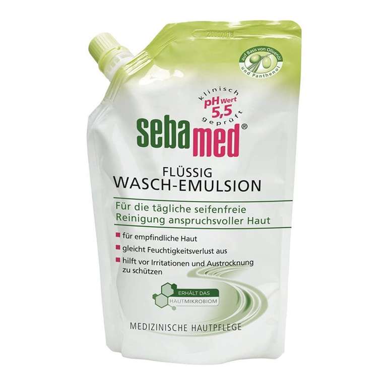Sebamed Flüssig Wasch-Emulsion normal oder Olive Nachfüllbeutel 400 ml (3,06€ möglich) (Prime Spar-Abo)