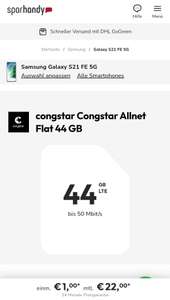 Samsung Galaxy S21 FE + Congstar Allnet Flat (44GB)