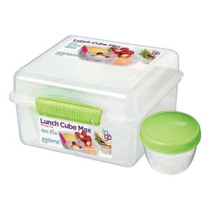 Sistema TO GO Brotdose mit Fächern Cube Max | große 2L Bento-Lunchbox mit auslaufsicherem Joghurtbehälter | für Kinder & Erwachsene (Prime)