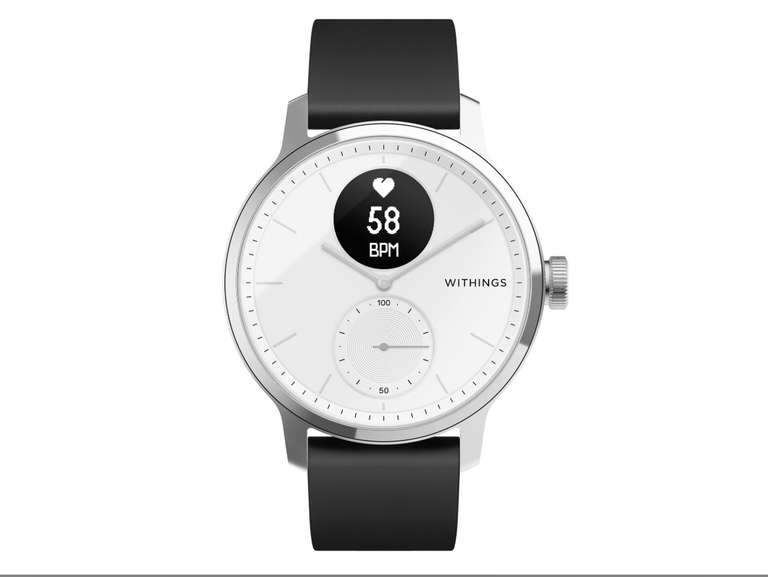 Withings ScanWatch Hybrid-Smartwatch, 42 mm, weiß und schwarz