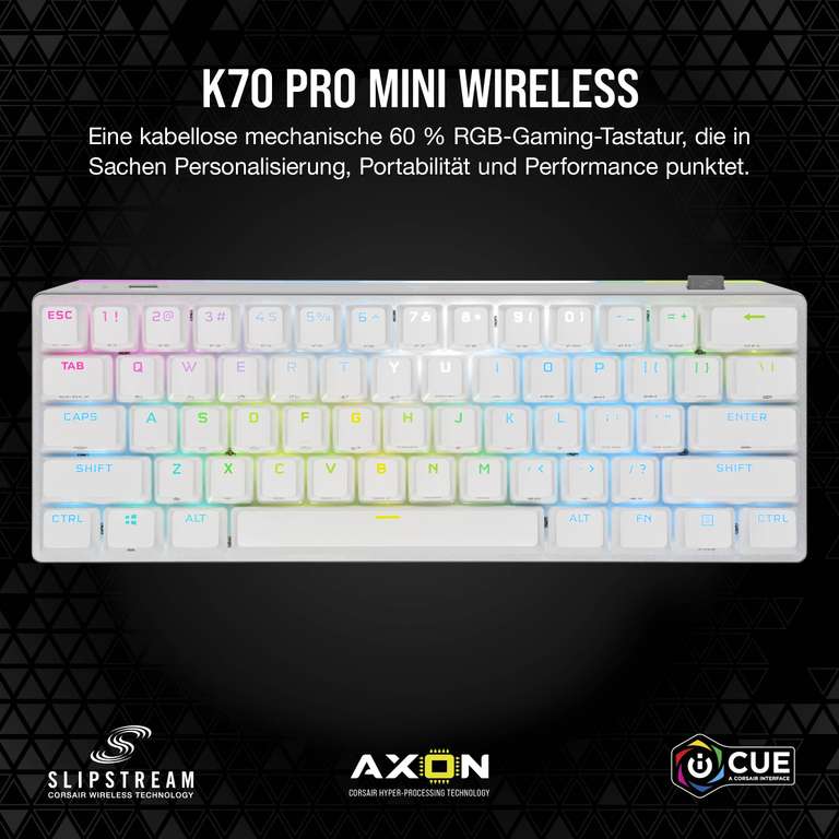 Corsair K70 PRO MINI Wireless RGB 60% Mechanische Gaming-Tastatur - DE Layout, QWERTZ