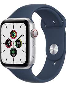 2021 Apple Watch SE (GPS + Cellular, 44mm) - Aluminiumgehäuse Silber, Sportarmband Abyssblau