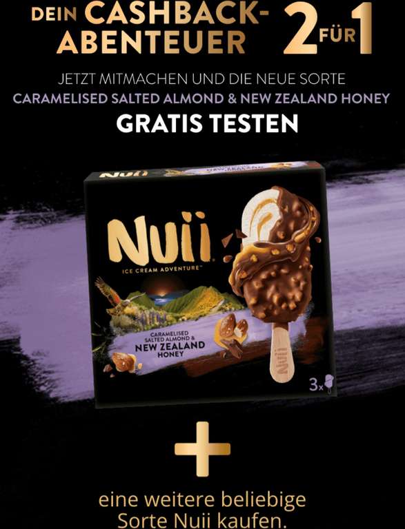 Nuii Caramelised Salted Almond & New Zealand Honey + weitere beliebige Sorte kaufen = Geld für New Zealand zurück erhalten