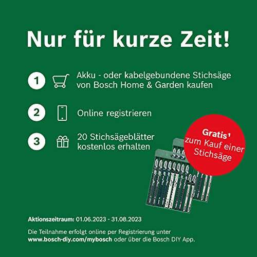 Bosch Home and Garden Stichsäge PST 650 (500 Watt, Schnitttiefe in Stahl/Holz 4mm/65mm, im Koffer) Grün, PRIME