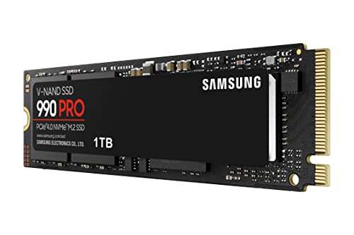 Samsung 990 PRO M.2 NVMe SSD (MZ-V9P1T0BW), 1 TB, PCIe 4.0, 7.450 MB/s Lesen, 6.900 MB/s Schreiben, Internes Solid State Drive)