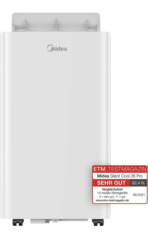 (Prime Day) Midea Mobiles Klimagerät Silent Cool 26 Pro, 9000 BTU 2,6kW, Kühlen&Ventilieren&Entfeuchten, Raumgröße bis 88m³(33㎡)