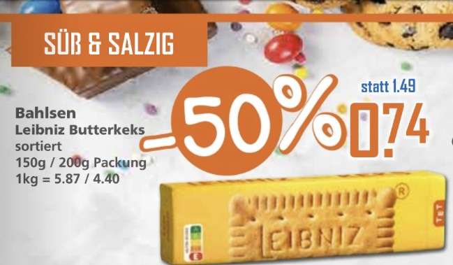 Leibniz Butterkeks 150g / 200g Packung bei Klaas & Kock für 0,74€ ab 24.04.2023
